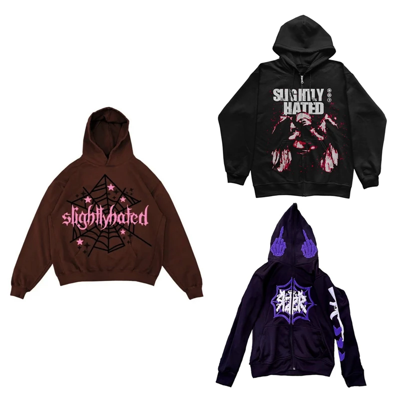 Gothic Sweatshirt y2k Oversize Clothes Women Graphic Print Zip Up Long Sleeve Hooded Tops Grunge Hoodie Streetwear
Gothic Sweatshirt y2k Oversize Clothes Women Graphic Print Zip Up Long Sleeve Hooded Tops Grunge Hoodie Streetwear