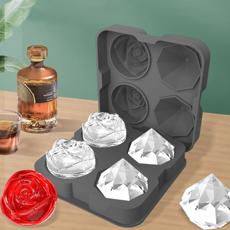 

Силиконовая форма в форме розы, форма для льда, лоток для мороженого, инструмент «сделай сам», 3D форма для вина, виски, коктейля, мороженого
