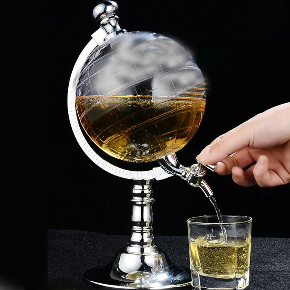 

Whiskey Decanter Set Globe Dispenser Antique Transparent Glass Liquor Wine Drinks Juices Dispenser Western Restaurant Bar Props