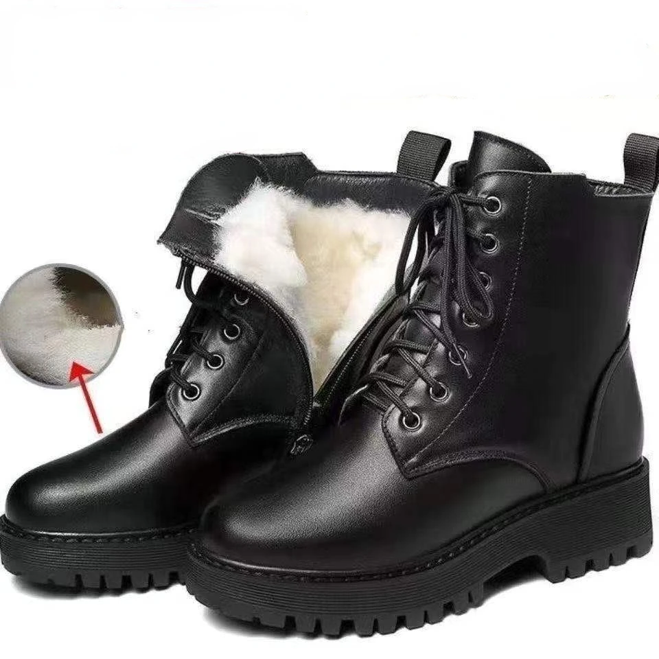 Spring Women's Ankle Boots Leather Lace Up Ladies Winter Shoes Fashion Cool Platform Thickening Fur Boots Black Female Botas
Spring Women's Ankle Boots Leather Lace Up Ladies Winter Shoes Fashion Cool Platform Thickening Fur Boots Black Female Botas
