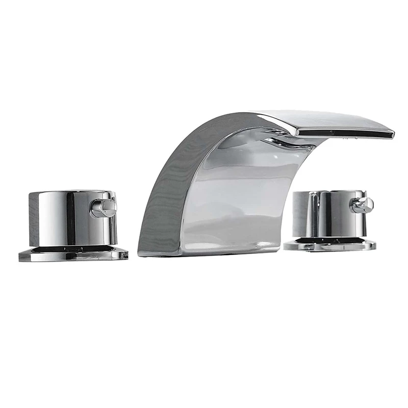 

8-16 Inch Led Waterfall Widespread Bathroom Sink Faucet 2 Handles 3 Holes Chrome Finish Commercial