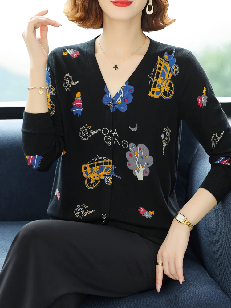3 Colors Print Female Cardigan Autumn Spring Knitted Sweaters Women Korean Fashion Long Sleeve Top V Neck Cardigan Women
3 Colors Print Female Cardigan Autumn Spring Knitted Sweaters Women Korean Fashion Long Sleeve Top V Neck Cardigan Women