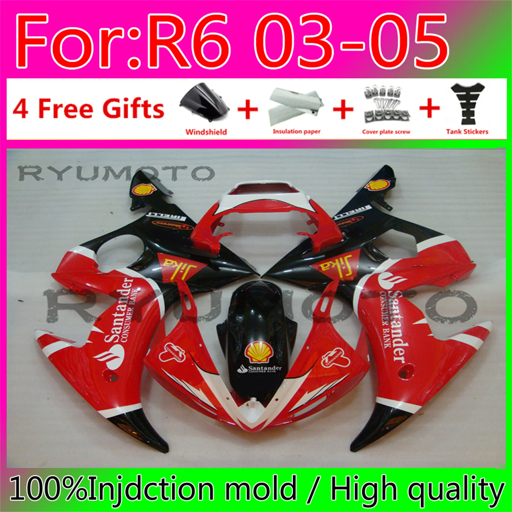 NEW ABS Motorcycle Injection Fairing for YAMAHA YZFR6 YZF R6 2004 YZF600 R6 03 04 05 Bodywork Fairings 2003 - 2005
NEW ABS Motorcycle Injection Fairing for YAMAHA YZFR6 YZF R6 2004 YZF600 R6 03 04 05 Bodywork Fairings 2003 - 2005