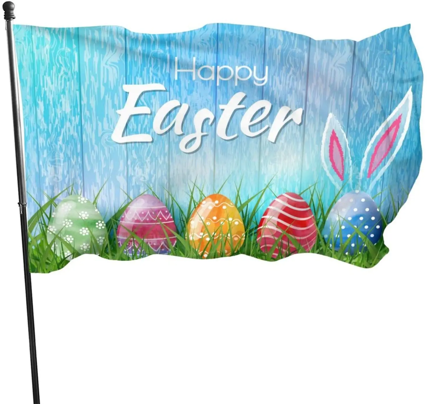 Happy Easter Colorful Easter Egg Bunny Grass Flag Polyester Banner with Grommets, Garden Yard House Flags Sport Decoration
Happy Easter Colorful Easter Egg Bunny Grass Flag Polyester Banner with Grommets, Garden Yard House Flags Sport Decoration