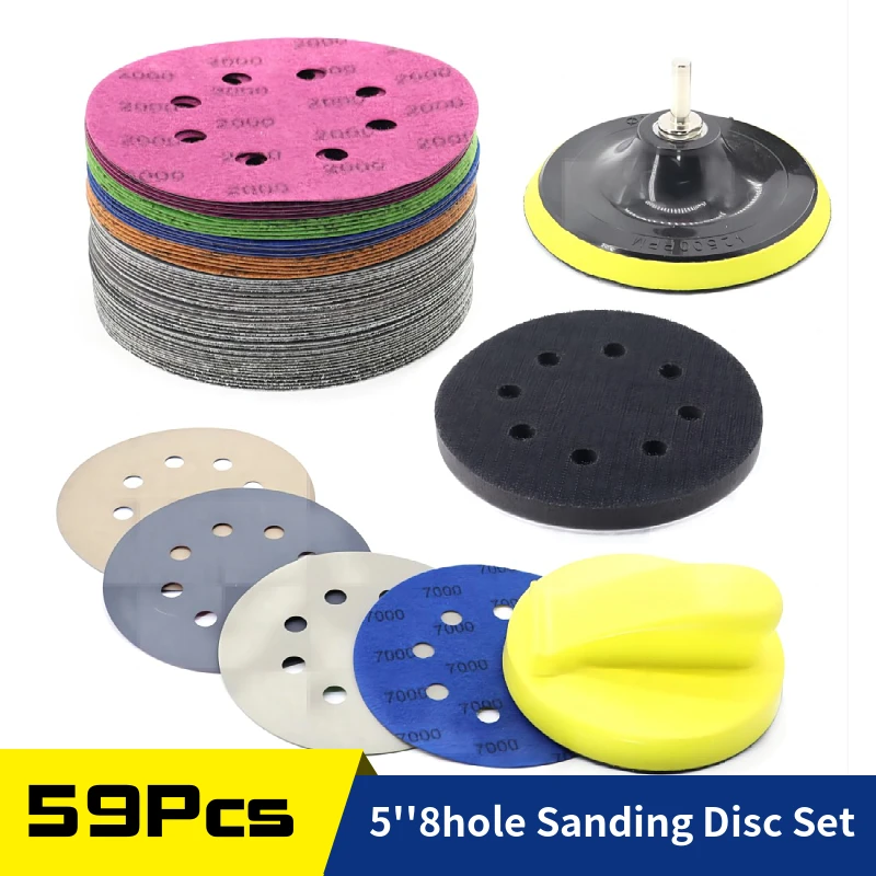 55Pcs Sanding Disc 5Inch 8Hole Hook Loop Sandpaper 80-10000Grit Wet Dry with Hand Pad M10 Backing Pad for Random Orbital Sander
55Pcs Sanding Disc 5Inch 8Hole Hook Loop Sandpaper 80-10000Grit Wet Dry with Hand Pad M10 Backing Pad for Random Orbital Sander