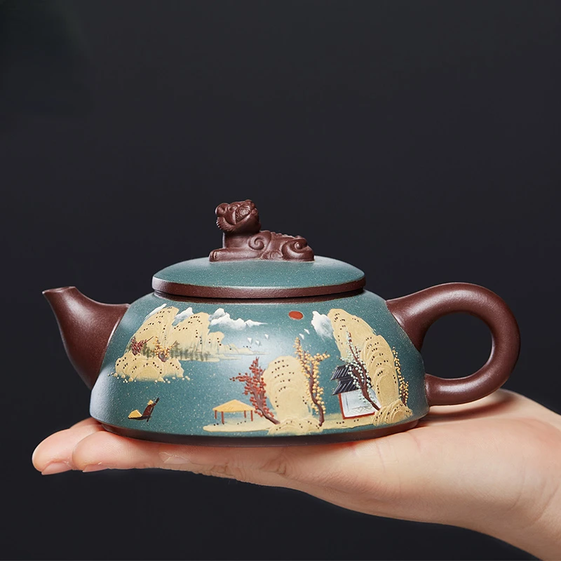 Yixing Pure Handmade Half Moon Sleeping Tiger Purple Clay Pot Raw Ore Pile Painting Teapot Tea Set
Yixing Pure Handmade Half Moon Sleeping Tiger Purple Clay Pot Raw Ore Pile Painting Teapot Tea Set