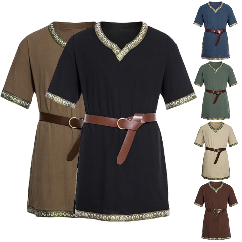 Men Medieval Knight Warrior Costume T Shirt Tunic Clothing Norman Chevalier Pirate Tunic Top Shirts Short Sleeve Cosplay Costume
Men Medieval Knight Warrior Costume T Shirt Tunic Clothing Norman Chevalier Pirate Tunic Top Shirts Short Sleeve Cosplay Costume