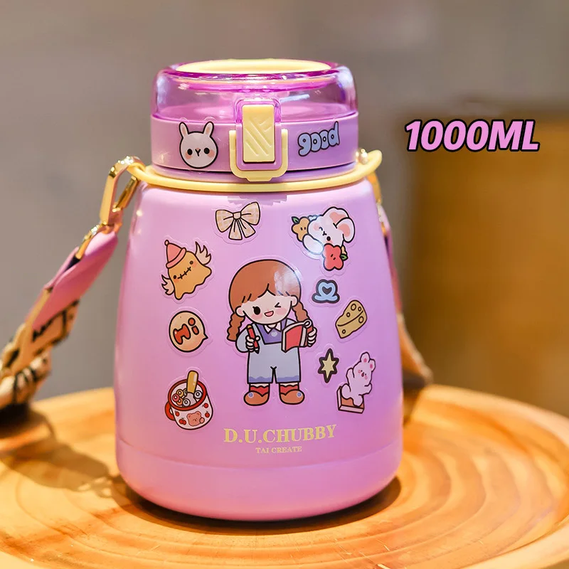 TC Hot Sports Water Bottle 1000ML Thermal Straw Cup Water Bottle for Girls Free Shipping Outdoor Travel Portable Cup with Straps
TC Hot Sports Water Bottle 1000ML Thermal Straw Cup Water Bottle for Girls Free Shipping Outdoor Travel Portable Cup with Straps