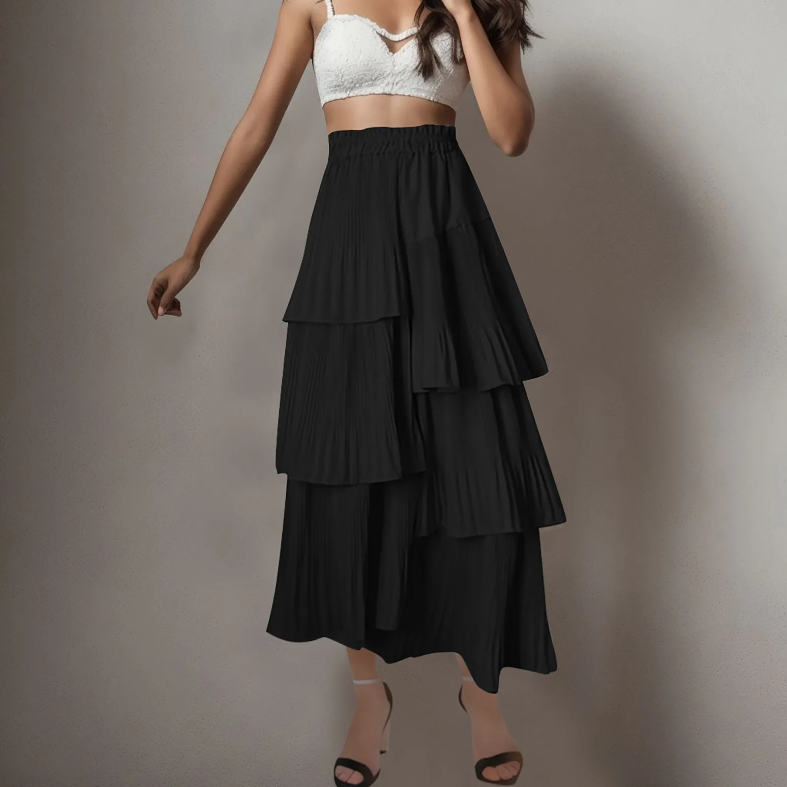Women's High Waisted A Line Skirt With Layered Design Flattering And Slimming Mid Robe Femme Shirtdresses Ruched Vestidos
Women's High Waisted A Line Skirt With Layered Design Flattering And Slimming Mid Robe Femme Shirtdresses Ruched Vestidos