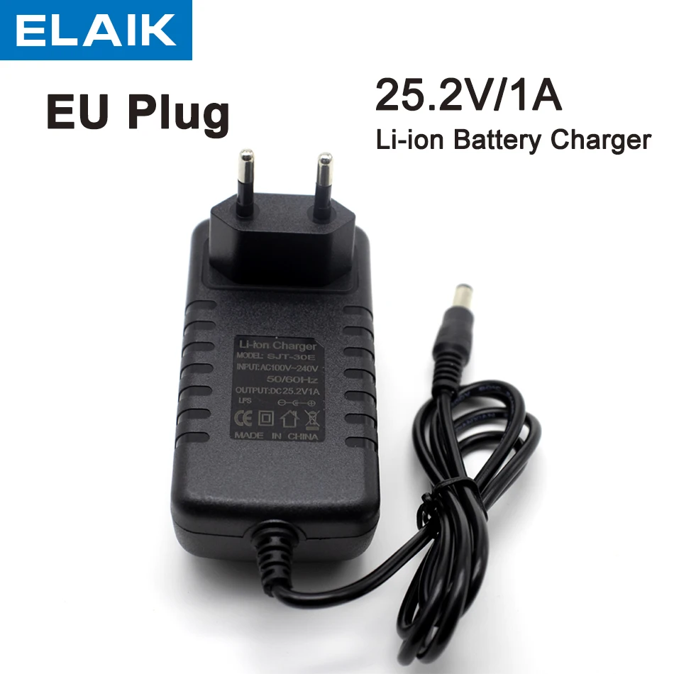 ELAIK 25.2V 1A 6 Series 18650 Lithium Battery Pack Charger 24V 1000mAh Polymer li-ion battery charger DC 5.5*2.1mm/AC/DC adapter
ELAIK 25.2V 1A 6 Series 18650 Lithium Battery Pack Charger 24V 1000mAh Polymer li-ion battery charger DC 5.5*2.1mm/AC/DC adapter