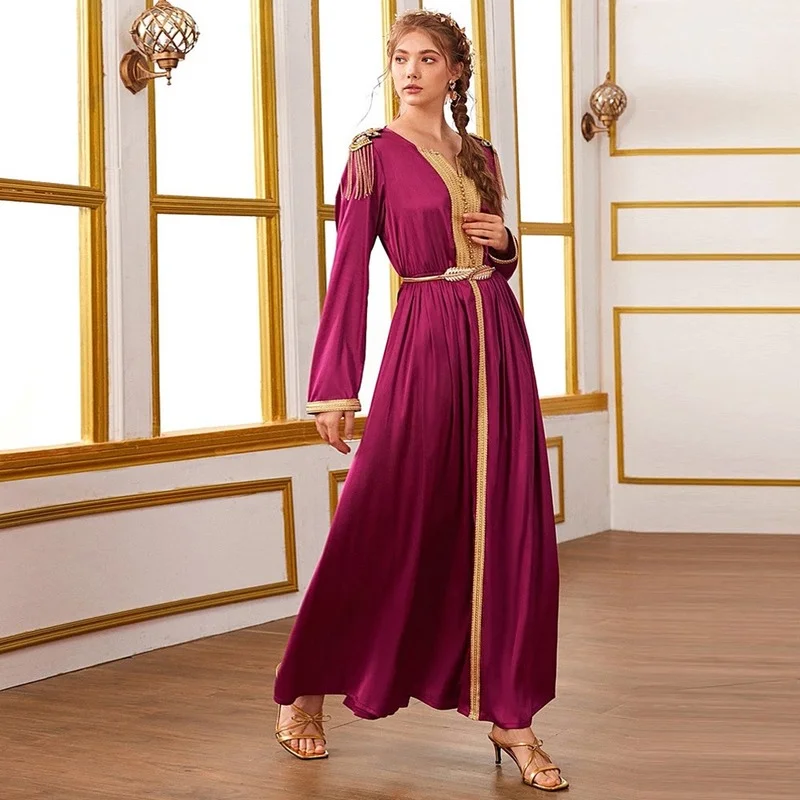 Handmade Beaded Satin Kaftan Dress for Women Metal Tassel badges Morocco Muslim Abaya Dubai Oman Turkey Islamic Clothes
Handmade Beaded Satin Kaftan Dress for Women Metal Tassel badges Morocco Muslim Abaya Dubai Oman Turkey Islamic Clothes