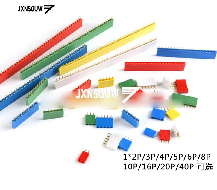 20PCS Single Row Female Pin Header 2.54MM Color Red Yellow Green Blue White 1X2P/3P/4P/5P/6P/8P/10P/16P/20P/40P Connector
20PCS Single Row Female Pin Header 2.54MM Color Red Yellow Green Blue White 1X2P/3P/4P/5P/6P/8P/10P/16P/20P/40P Connector