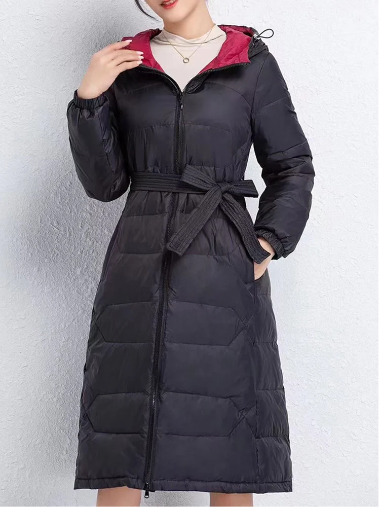 Winter Women 90% White Duck Down Coat Casual Sash Tie Up Long Jacket Female Hooded Zipper Puffer Parkas Outwear
Winter Women 90% White Duck Down Coat Casual Sash Tie Up Long Jacket Female Hooded Zipper Puffer Parkas Outwear