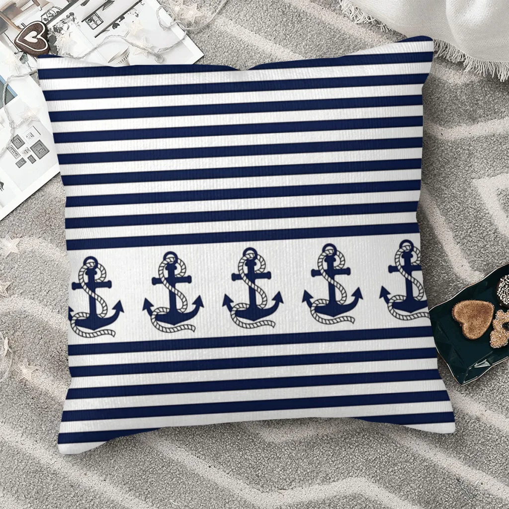Nautical Blue and White Stripes with Navy Blue Anchor Hug Pillowcase Navigation Cojines Garden DIY Printed Chair Pillow Case 
Nautical Blue and White Stripes with Navy Blue Anchor Hug Pillowcase Navigation Cojines Garden DIY Printed Chair Pillow Case