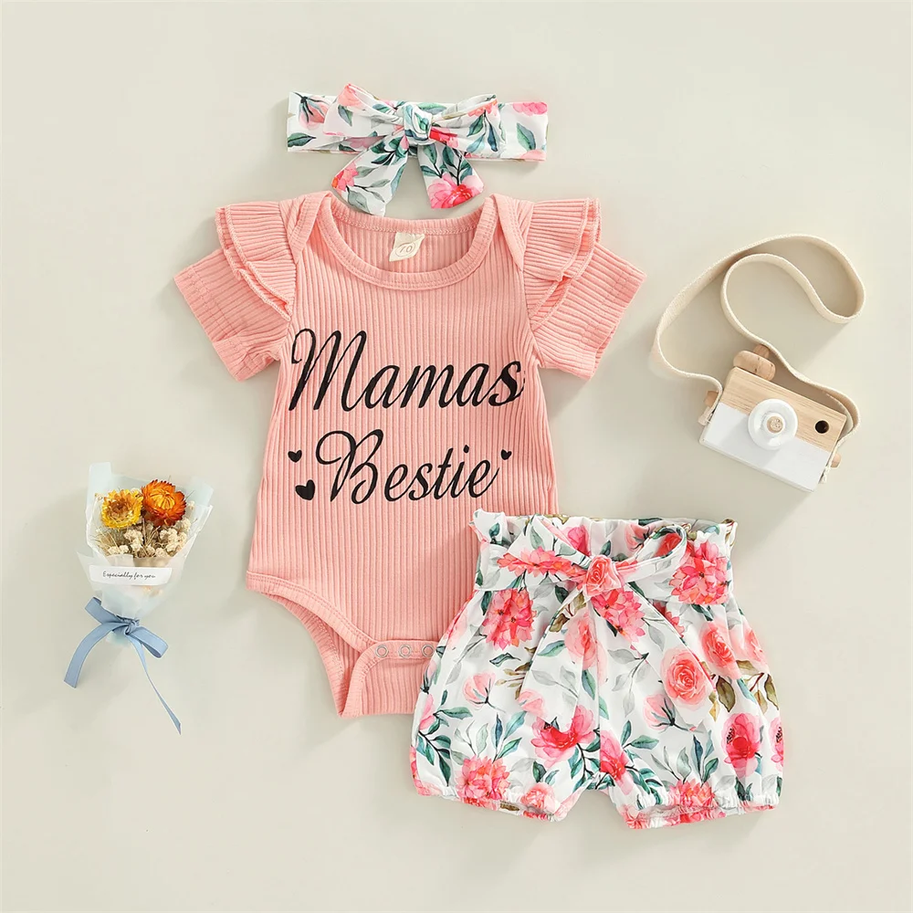Baby Girl Clothes Set Letter Print Romper Rib Knit Bodysuit Floral Shorts Headband 0-18M Newborn Infant Toddler Summer Outfits
Baby Girl Clothes Set Letter Print Romper Rib Knit Bodysuit Floral Shorts Headband 0-18M Newborn Infant Toddler Summer Outfits