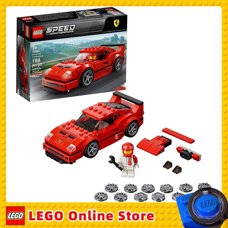 

LEGO Speed Champions Ferrari F40 Competizione Building Blocks Toy Racing Driver Minifigure with A Helmet Gift 75890 (198 Pieces)