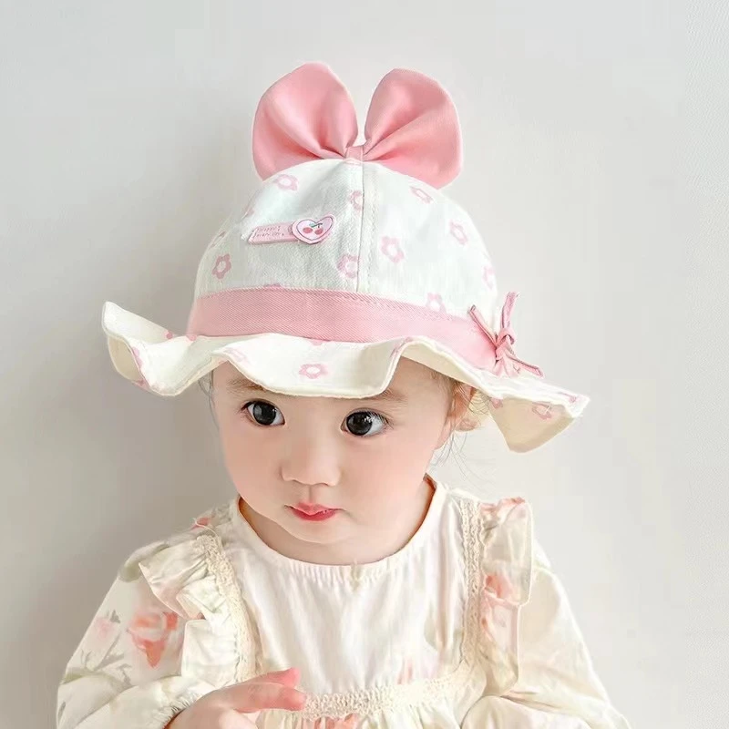 

2023 Cotton Baby Hat Spring Summer Sun Protective Visor Cap For Boys Girls Newborns Cute Bows Knot Children's Bucket Hat