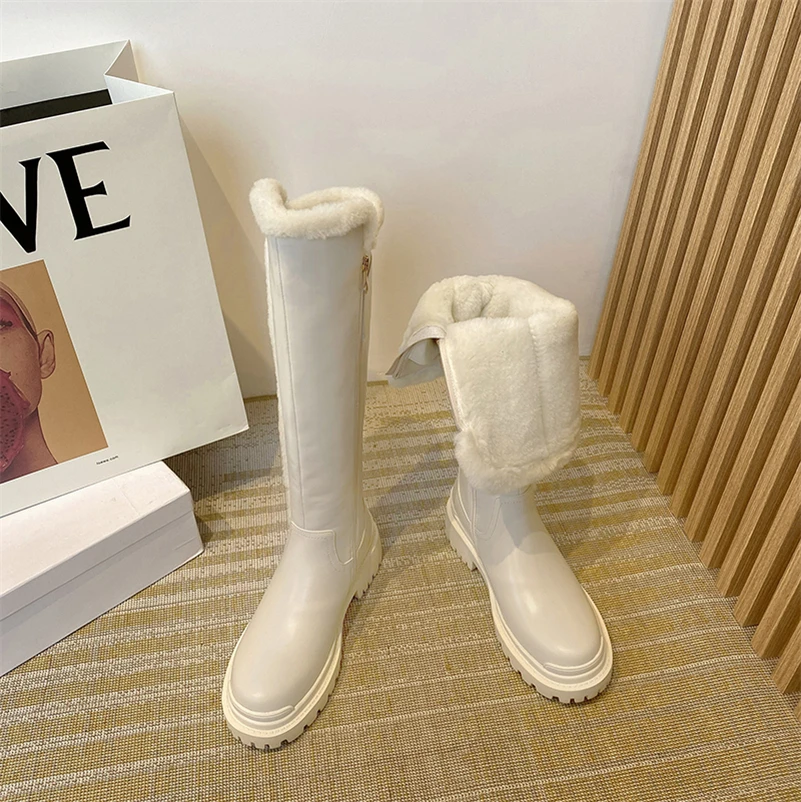 Meotina Women Genuine Leather Knee High Fur Wool Riding Boots Round Toe Flat Zipper Ladies Fashion Long Boot Autumn Winter Shoes
Meotina Women Genuine Leather Knee High Fur Wool Riding Boots Round Toe Flat Zipper Ladies Fashion Long Boot Autumn Winter Shoes