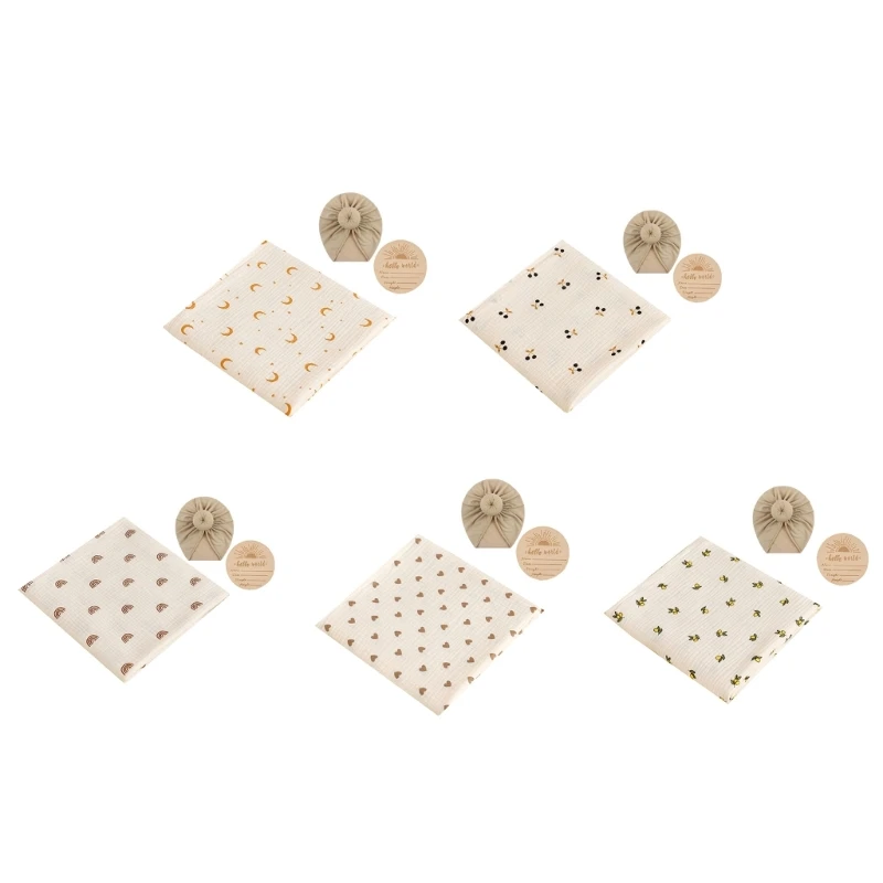 Portable Baby Towel Cotton Baby Blanket with Hat & MilestoneCards set Multipattern Design Newborn Shower Present
Portable Baby Towel Cotton Baby Blanket with Hat & MilestoneCards set Multipattern Design Newborn Shower Present