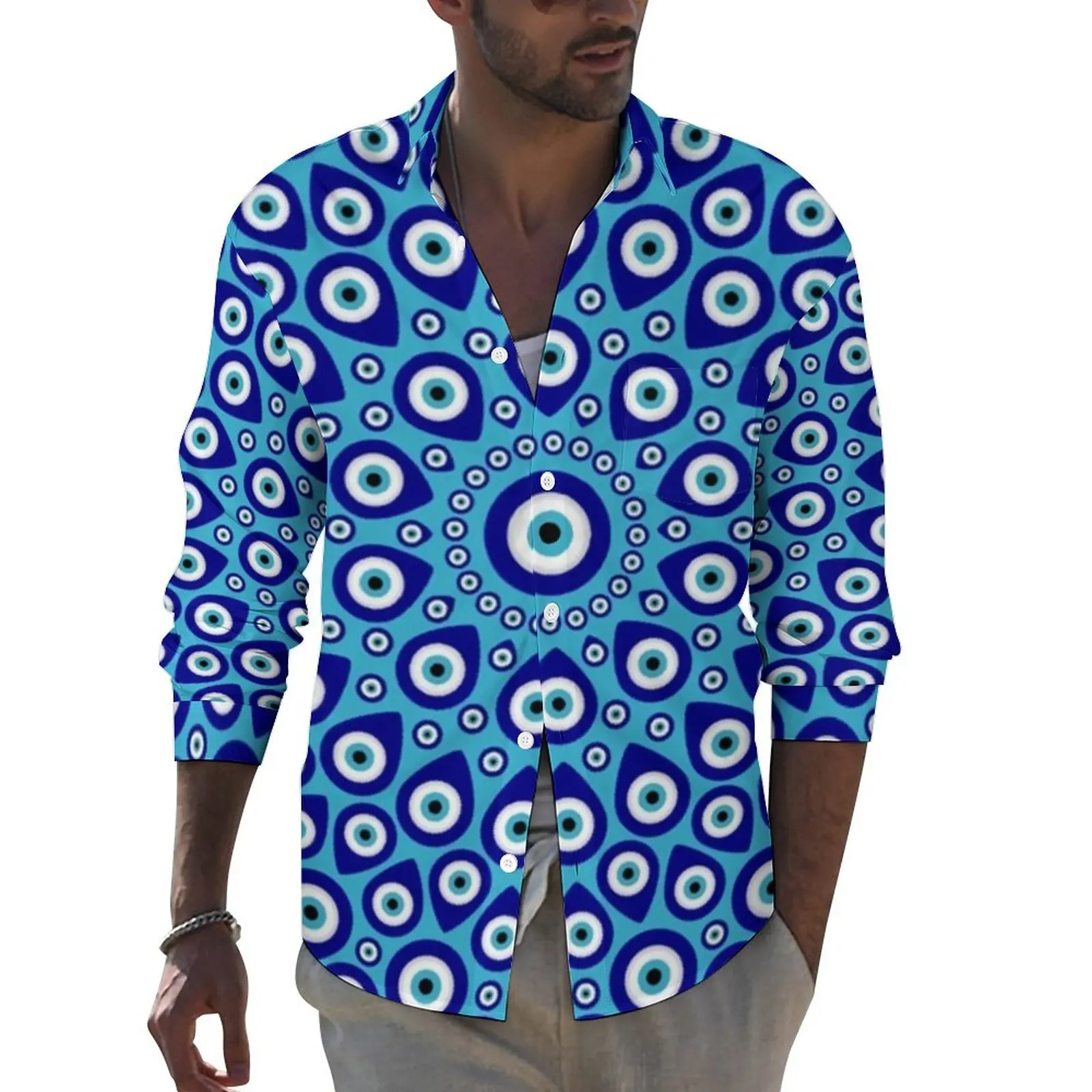 Nazar Evil Eye Shirt Greek Mati Casual Shirts Long Sleeve Graphic Aesthetic Blouses Autumn Trendy Oversized Tops
Nazar Evil Eye Shirt Greek Mati Casual Shirts Long Sleeve Graphic Aesthetic Blouses Autumn Trendy Oversized Tops