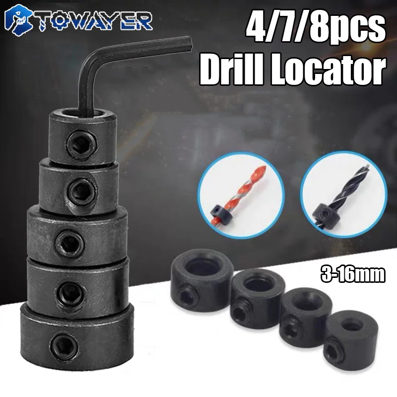 4/7/8pcs 3-16mm Woodworking Tools Locator Drill Bit Depth Stop Collars Ring Positioner Locator Power Tools With Hexagon Wrench
4/7/8pcs 3-16mm Woodworking Tools Locator Drill Bit Depth Stop Collars Ring Positioner Locator Power Tools With Hexagon Wrench