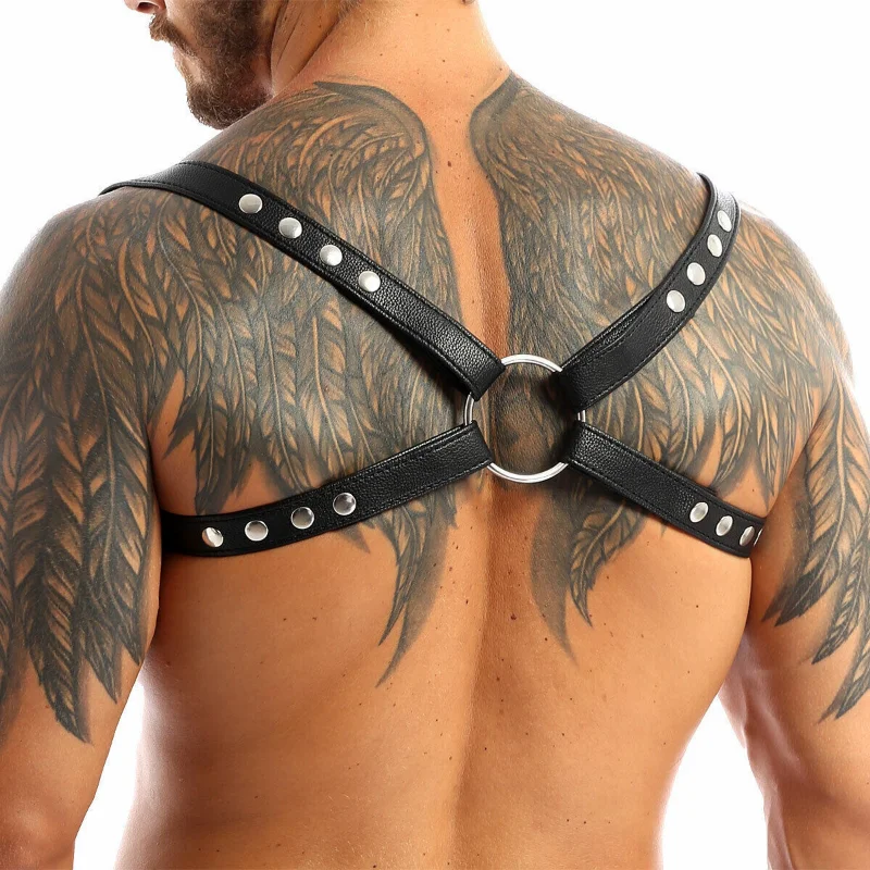 

Sexy Clubwear Mens Adjustable Faux Leather Body Chest Harness Belt Bondage Gay Lingerie Fetish Sissy Costume Punk Exotic Tanks