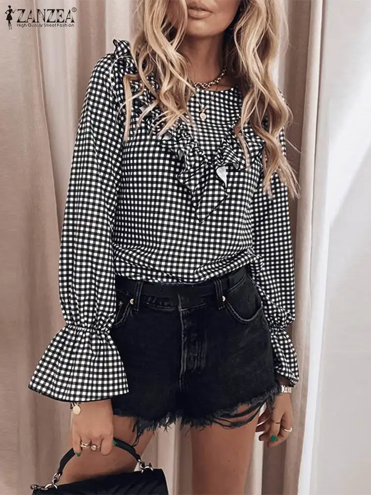Women Fashion Blouse ZANZEA Vintage O Neck Blusa Spring O Neck Ruffle Shirt Casual Elegant Camisas 2022 Fashion Plaid Check Tops
Women Fashion Blouse ZANZEA Vintage O Neck Blusa Spring O Neck Ruffle Shirt Casual Elegant Camisas 2022 Fashion Plaid Check Tops