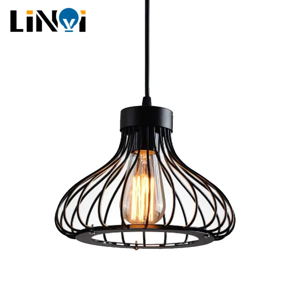 

Retro Industrial Iron Cage Pendant Lights Vintage Indoor Lighting Bedroom Corridor E27 Light Fixtures Loft Hanging Lamps