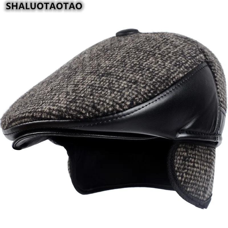 New Men's Hat Autumn Winter Cap Trend Leather Berets Casual Keep Warm Thicken Ear Muffs Middle-Aged Dad Hats Casquette Gorra 
New Men's Hat Autumn Winter Cap Trend Leather Berets Casual Keep Warm Thicken Ear Muffs Middle-Aged Dad Hats Casquette Gorra