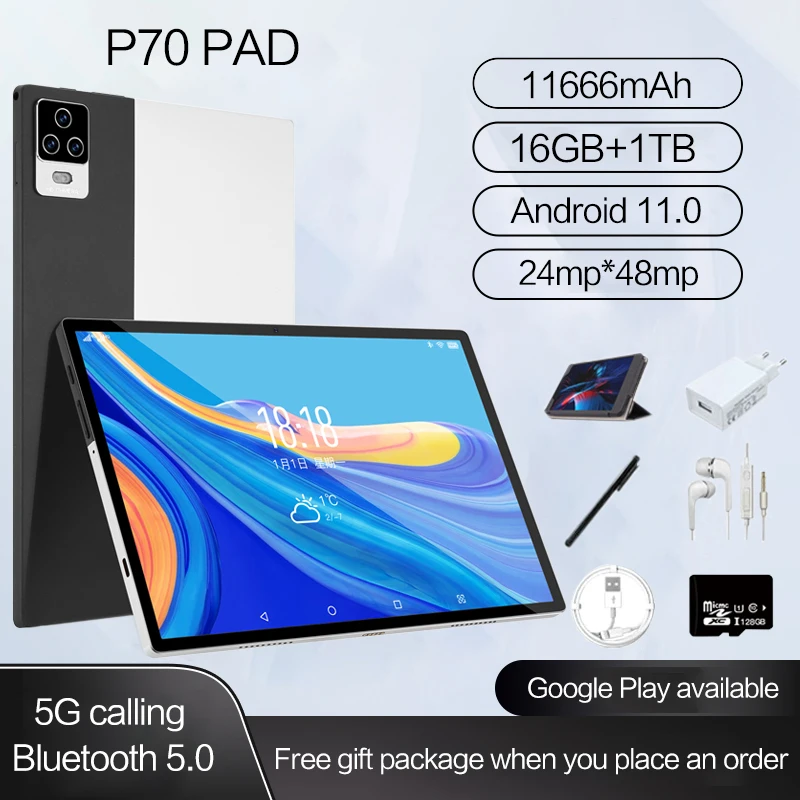 Tablet Android 11.0 16GB RAM 1TB ROM 11inch 4k HD Screen tablets PC 5G Dual SIM Card or WIFI
Tablet Android 11.0 16GB RAM 1TB ROM 11inch 4k HD Screen tablets PC 5G Dual SIM Card or WIFI