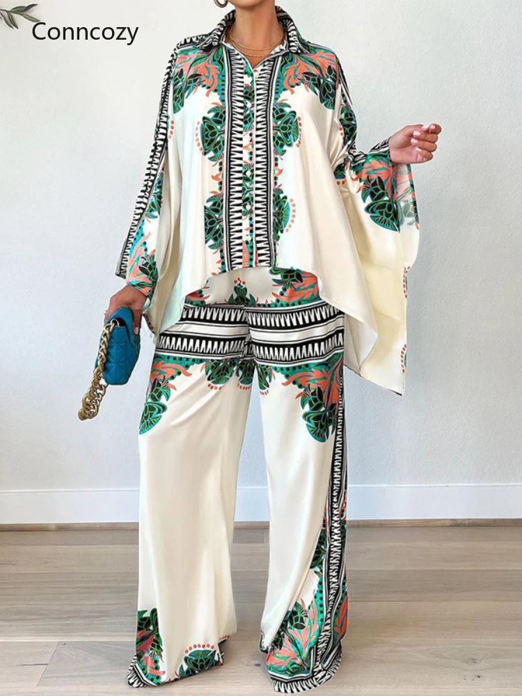 Fashion Print Pullover + Long Pants Suits Women's Two Piece Set Streetwear 2022 Spring Vintage Batwing Sleeve Tops Loose Outfits
Fashion Print Pullover + Long Pants Suits Women's Two Piece Set Streetwear 2022 Spring Vintage Batwing Sleeve Tops Loose Outfits