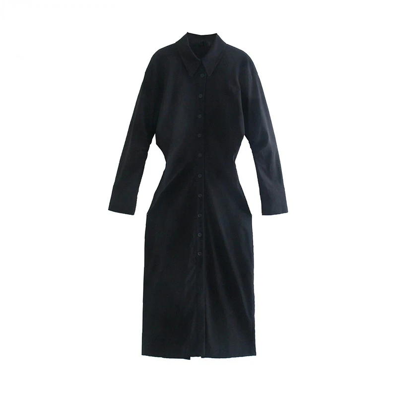 Women Fashion Back Vent Hem Pleated Midi Shirt Dress Vintage Long Sleeve Button-up Female Dresses Vestidos Mujer
Women Fashion Back Vent Hem Pleated Midi Shirt Dress Vintage Long Sleeve Button-up Female Dresses Vestidos Mujer