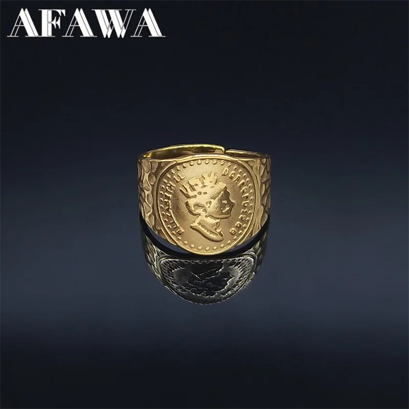 Fashion Coin Portrait Opening Rings for Women Stainless Steel Gold Color Ring Finger Jewelry anillos ajustables R16S02
Fashion Coin Portrait Opening Rings for Women Stainless Steel Gold Color Ring Finger Jewelry anillos ajustables R16S02