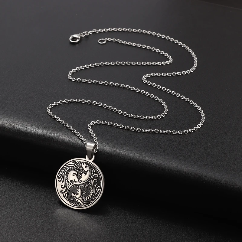 Chinese Ethnic Style Circle Double Dragon Pendant Talisman Men's Casual Jewelry 
Chinese Ethnic Style Circle Double Dragon Pendant Talisman Men's Casual Jewelry