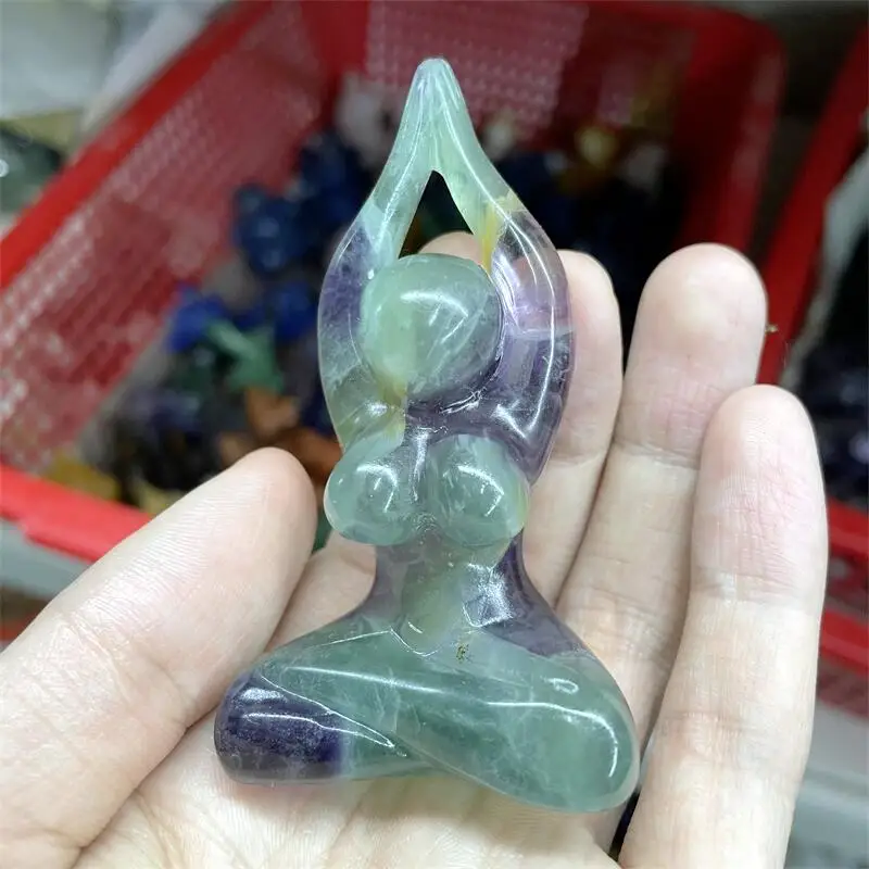 Natural High Quality Fluorite Crystal Goddess Quartz Statue Carved Woman Yoga Stone Gem Body Sculpture Energy Healing 1pcs
Natural High Quality Fluorite Crystal Goddess Quartz Statue Carved Woman Yoga Stone Gem Body Sculpture Energy Healing 1pcs