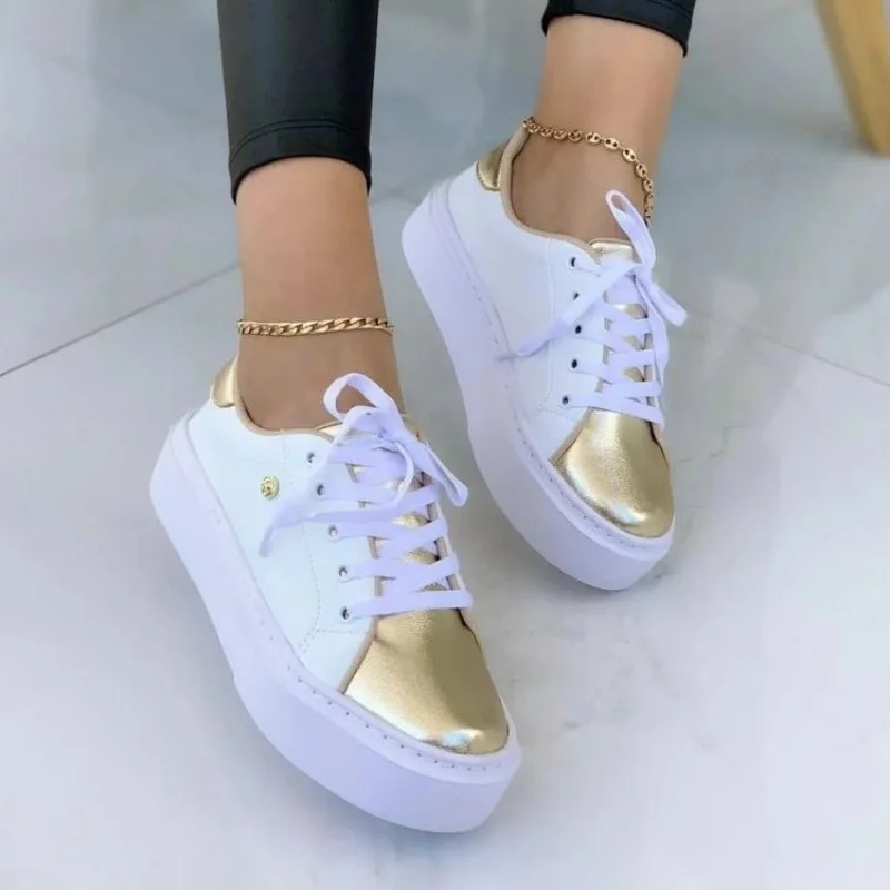 2023 Women Sneakers Fashion Chain Leather Round Head Platform Sports Shoes Lace-Up Walking Ladies Vulcanize Shoes Zapatos Mujer
2023 Women Sneakers Fashion Chain Leather Round Head Platform Sports Shoes Lace-Up Walking Ladies Vulcanize Shoes Zapatos Mujer