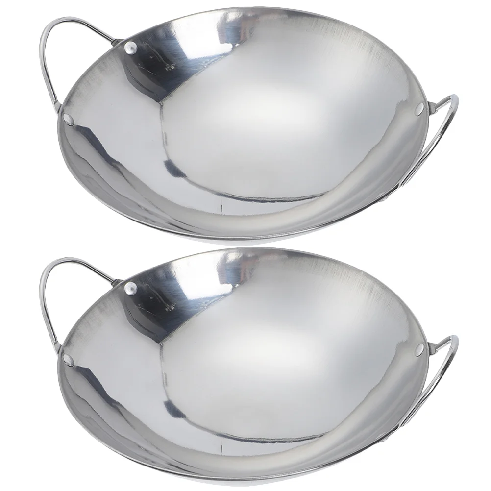 2Pcs Cooking Pan Portable Wok Pan Stainless Steel Pot Household Pan Kitchen Supply Double Handle Pot
2Pcs Cooking Pan Portable Wok Pan Stainless Steel Pot Household Pan Kitchen Supply Double Handle Pot