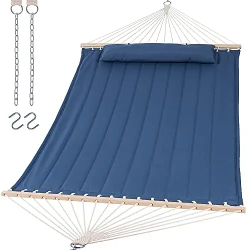 Outdoor Hammock with Hardwood Spreader Bar, Extra Large Pillow, 475 lbs Capacity, Heavy Duty 2 Person Hammock, Blue Portable ham
Outdoor Hammock with Hardwood Spreader Bar, Extra Large Pillow, 475 lbs Capacity, Heavy Duty 2 Person Hammock, Blue Portable ham
