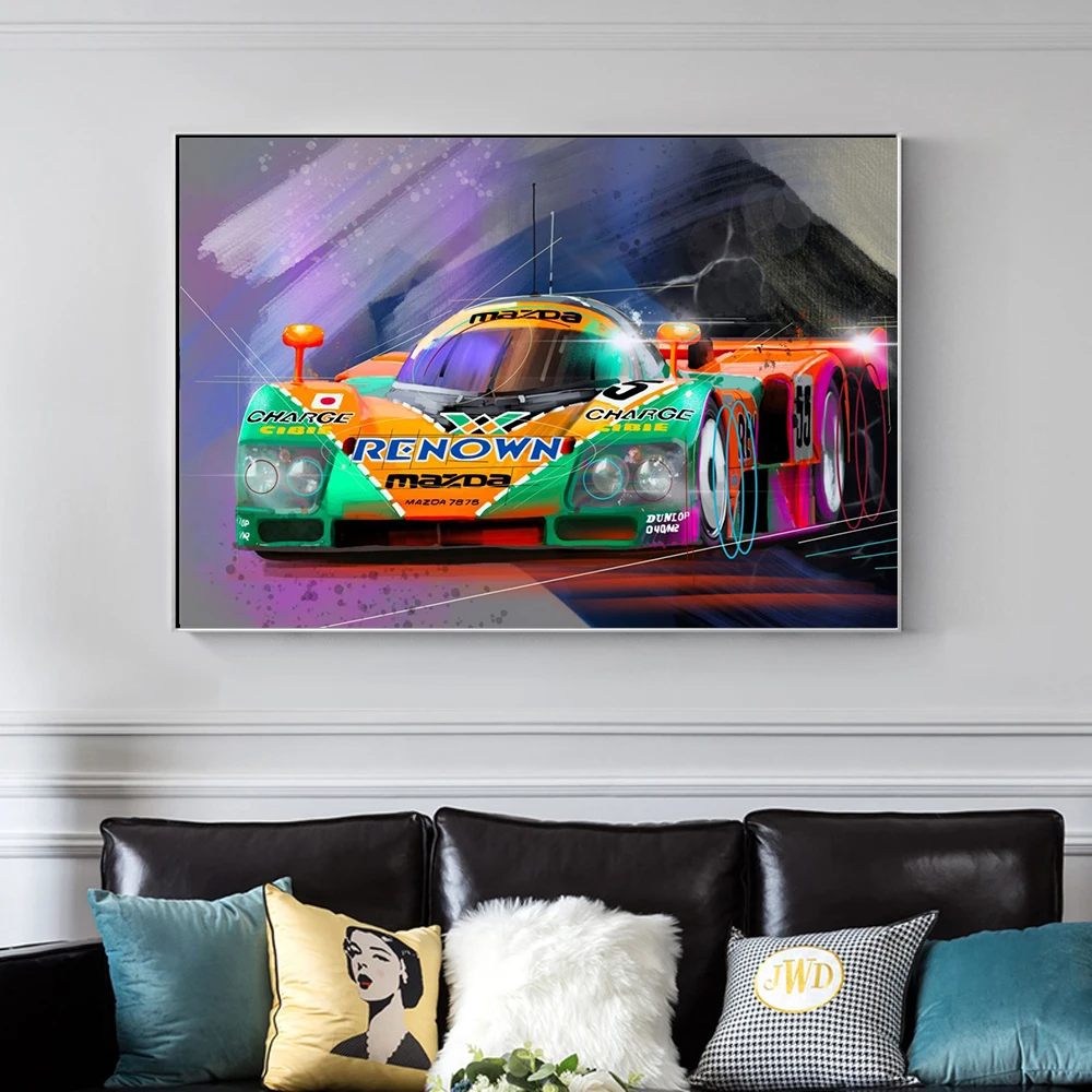 Modern Jaguar Sports Car 787B Le Mans Winner 1991Graffiti Pop Art Canvas Painting Print For Home Room Decor Retro Poster Picture
Modern Jaguar Sports Car 787B Le Mans Winner 1991Graffiti Pop Art Canvas Painting Print For Home Room Decor Retro Poster Picture