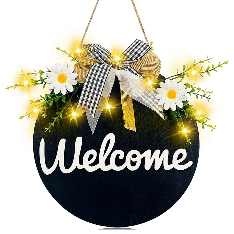 Lighted Welcome Wreath Sign Front Door Porch Decor Rustic Round Wooden Hanging Hello Sign Outdoor Spring Summer Decor
Lighted Welcome Wreath Sign Front Door Porch Decor Rustic Round Wooden Hanging Hello Sign Outdoor Spring Summer Decor