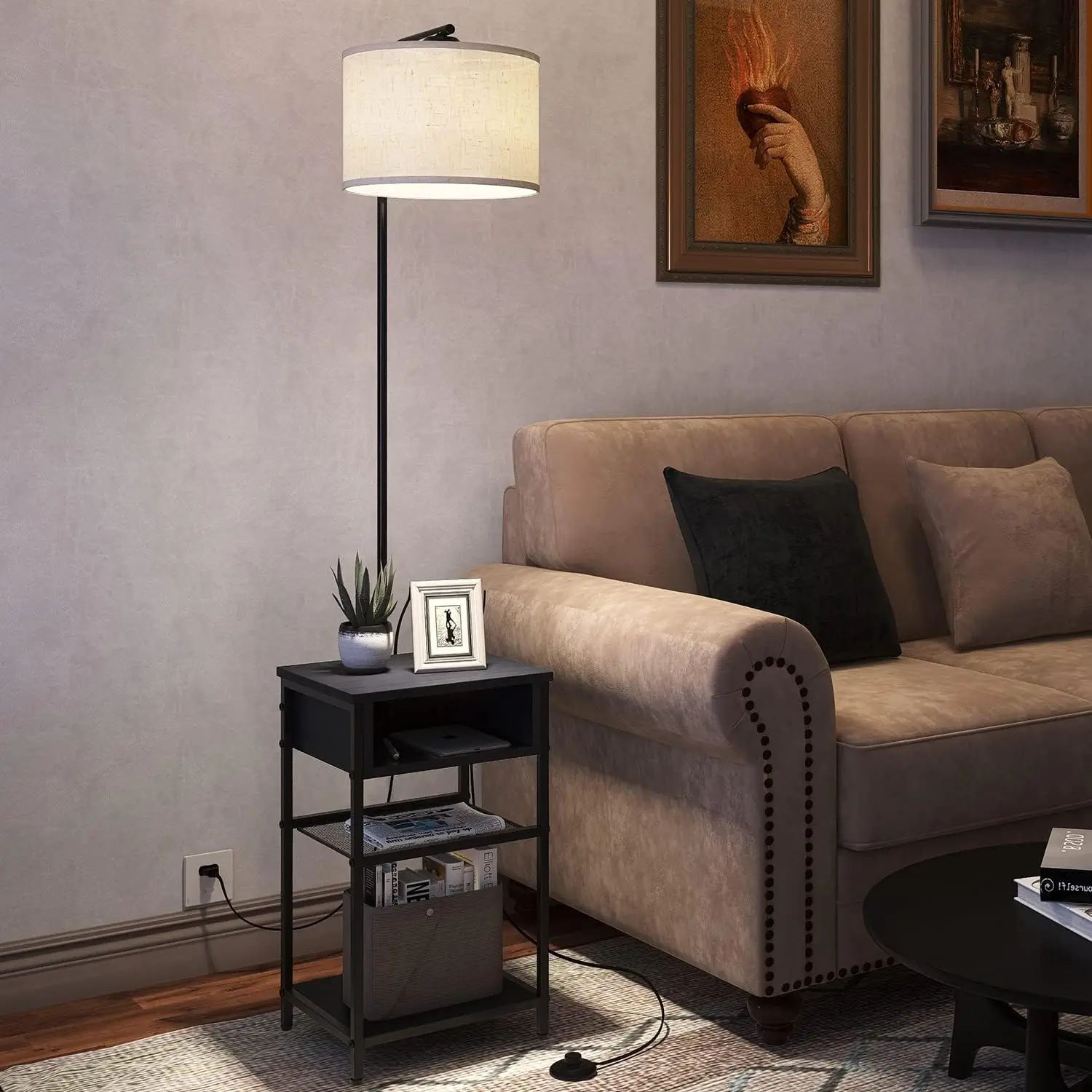 Lamps with Table, End Table Lamp Attached Upgraded Long Cord Foot Switch for Bedroom Living Room Floor Light with Linen Shade Si
Lamps with Table, End Table Lamp Attached Upgraded Long Cord Foot Switch for Bedroom Living Room Floor Light with Linen Shade Si