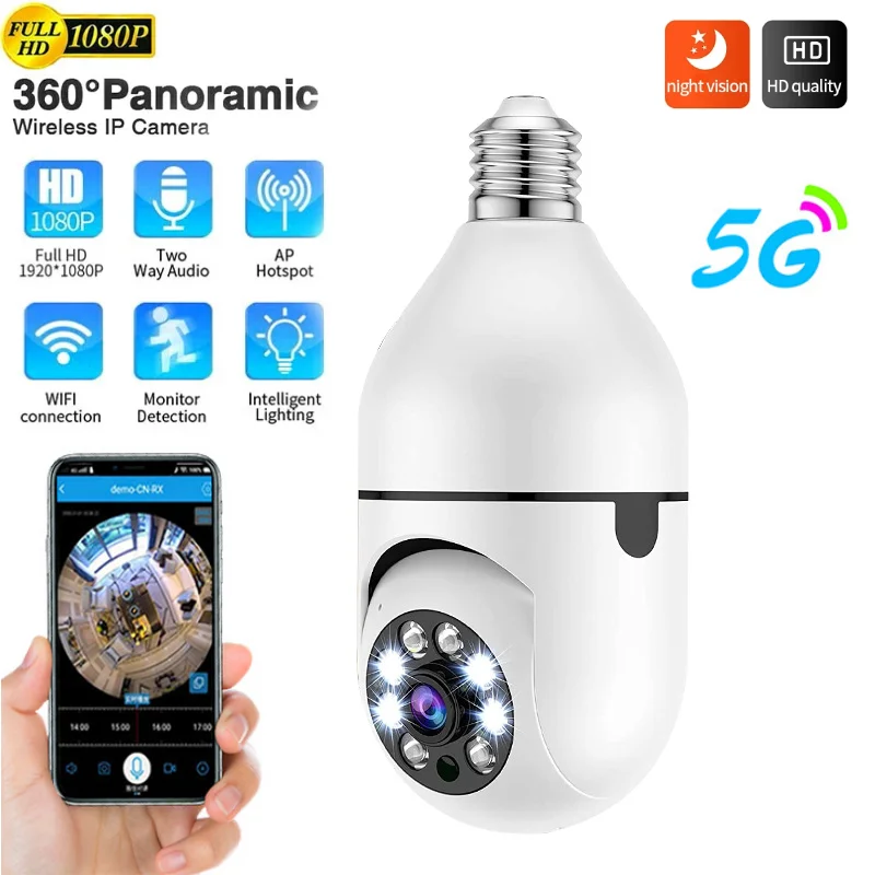 OIMG 1/2/4Pcs E27 Bulb WIFI Camera 1080p 5G Surveillance Night Vision Full Color Motion Detection IP Camera
OIMG 1/2/4Pcs E27 Bulb WIFI Camera 1080p 5G Surveillance Night Vision Full Color Motion Detection IP Camera