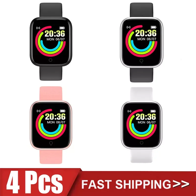 4Pcs Y68 Smart Watch Men Women Fitness Tracker Sports Smartwatch D20 Heart Rate Monitor Bluetooth Wristwatch for IOS Android
4Pcs Y68 Smart Watch Men Women Fitness Tracker Sports Smartwatch D20 Heart Rate Monitor Bluetooth Wristwatch for IOS Android