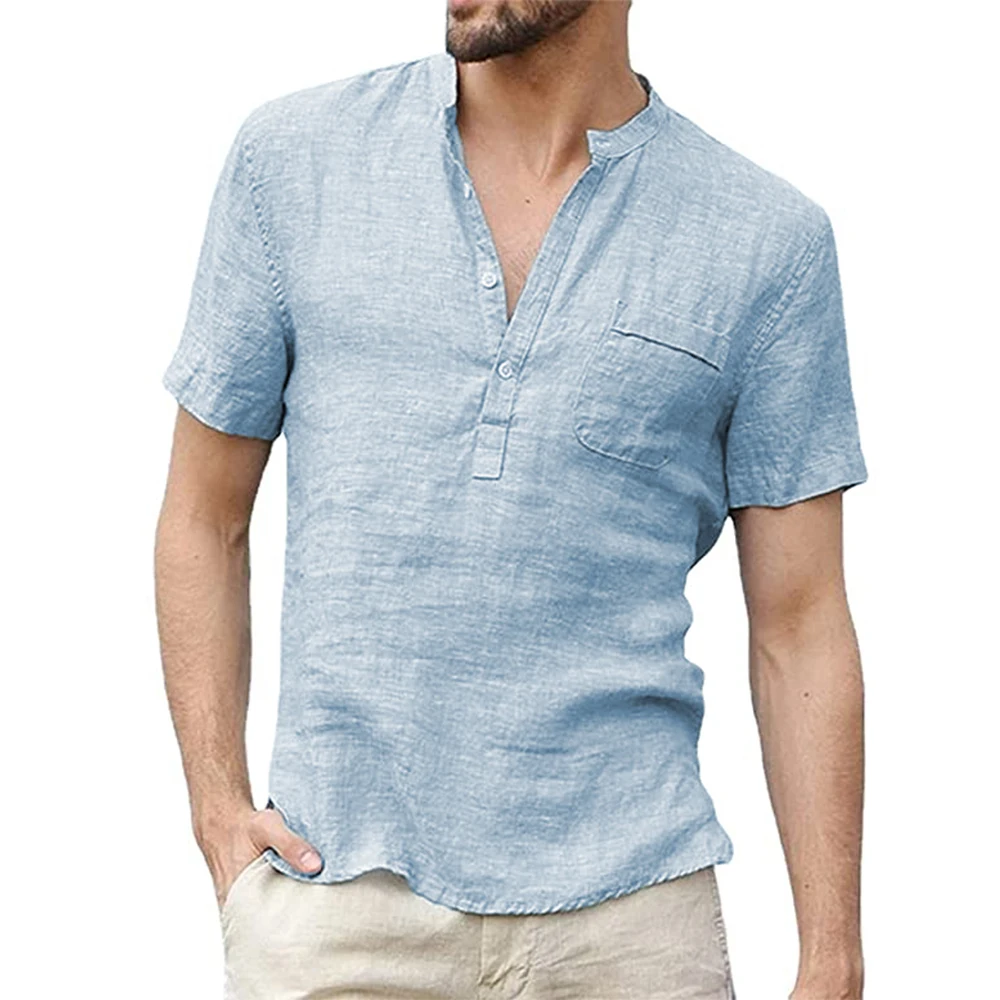 Summer New Men's Short-Sleeved T-shirt Cotton Linen Trends Casual Shirt Ins Male Breathable Clothing
Summer New Men's Short-Sleeved T-shirt Cotton Linen Trends Casual Shirt Ins Male Breathable Clothing