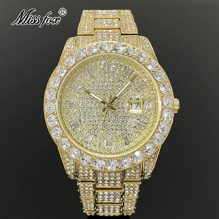 New Luxury Gold Watches Mens Hip Hop Brand Fashion Waterproof Quartz Jewelry Iced Out Moissanite Bling Clocks Direct Selling
New Luxury Gold Watches Mens Hip Hop Brand Fashion Waterproof Quartz Jewelry Iced Out Moissanite Bling Clocks Direct Selling