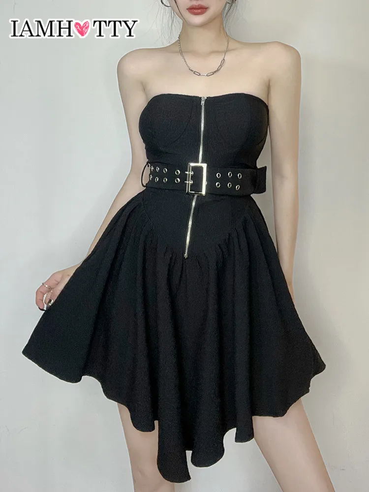 IAMHOTTY Zip-up Irregular Dress with sashes Women Korean Fashion Strapless Dresses Party Evening Clubwear High Street Outfits
IAMHOTTY Zip-up Irregular Dress with sashes Women Korean Fashion Strapless Dresses Party Evening Clubwear High Street Outfits