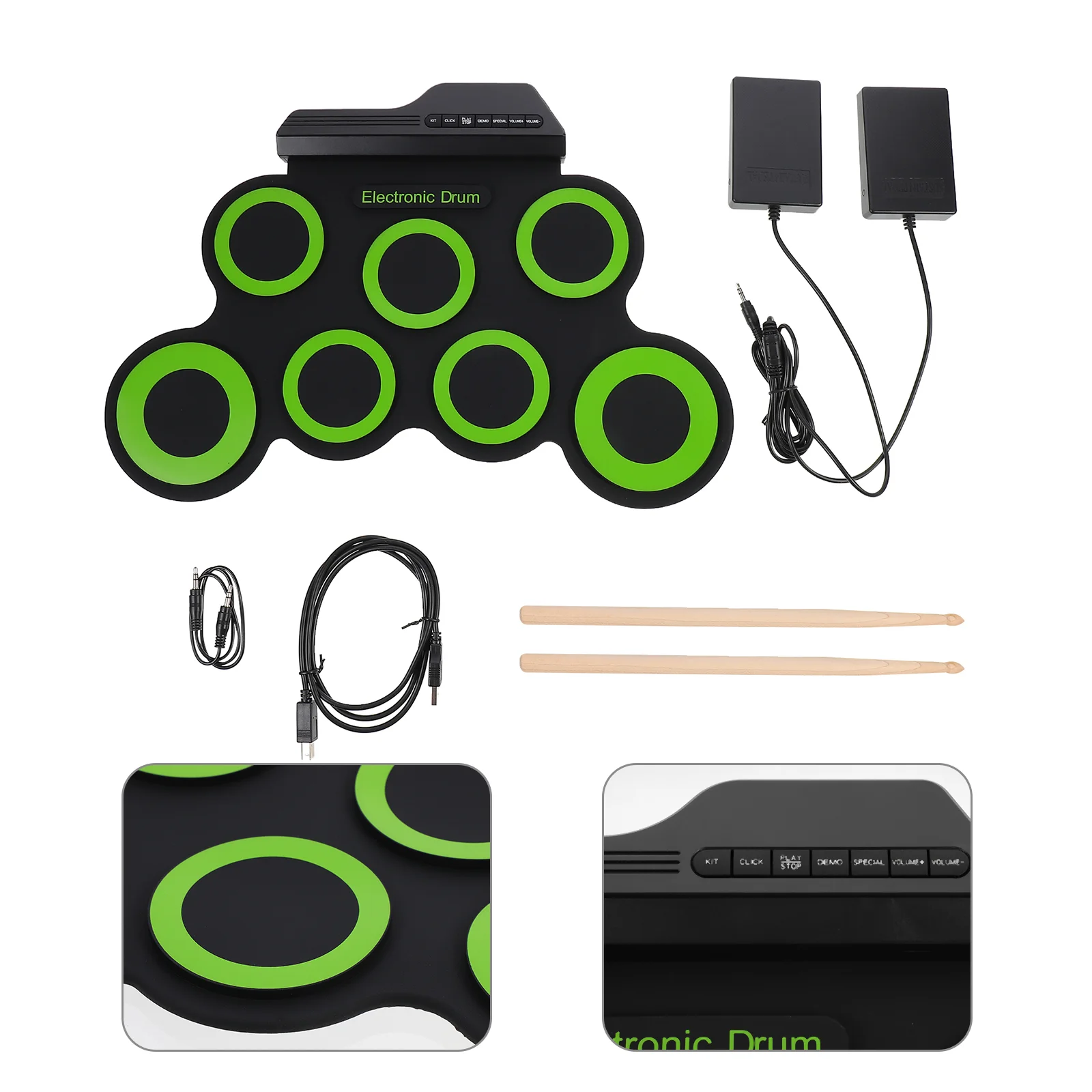 Drum Set Electronic Pad Electric Digital Practicekitroll Portable Kids Pedal Footdrums Jazz Foldable Concert Baby Pads
Drum Set Electronic Pad Electric Digital Practicekitroll Portable Kids Pedal Footdrums Jazz Foldable Concert Baby Pads