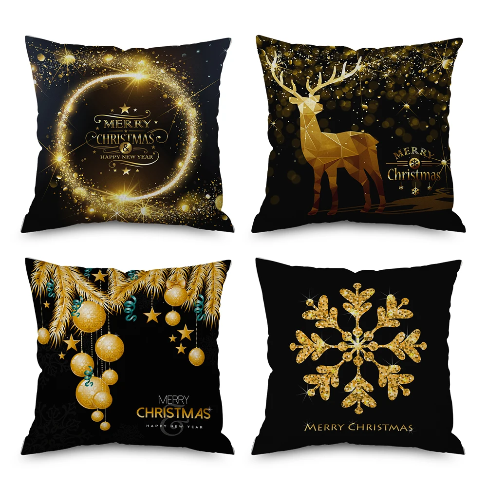 Christmas Pillow Black Gold Cushion Cover Christmas Decoration Home Pillow Case 45X45cm Happy New Year
Christmas Pillow Black Gold Cushion Cover Christmas Decoration Home Pillow Case 45X45cm Happy New Year