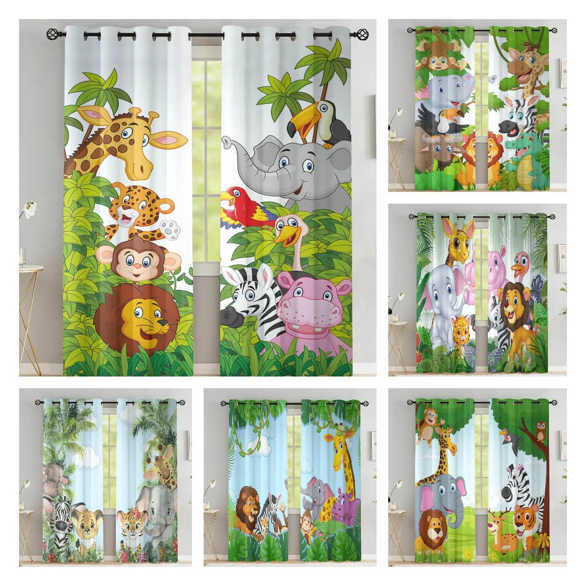 Children's Room Curtain Elephant Giraffe Lion Animal Curtains for Living Room Bedroom Room Divider High Shading(70%-90%) 2 panel
Children's Room Curtain Elephant Giraffe Lion Animal Curtains for Living Room Bedroom Room Divider High Shading(70%-90%) 2 panel