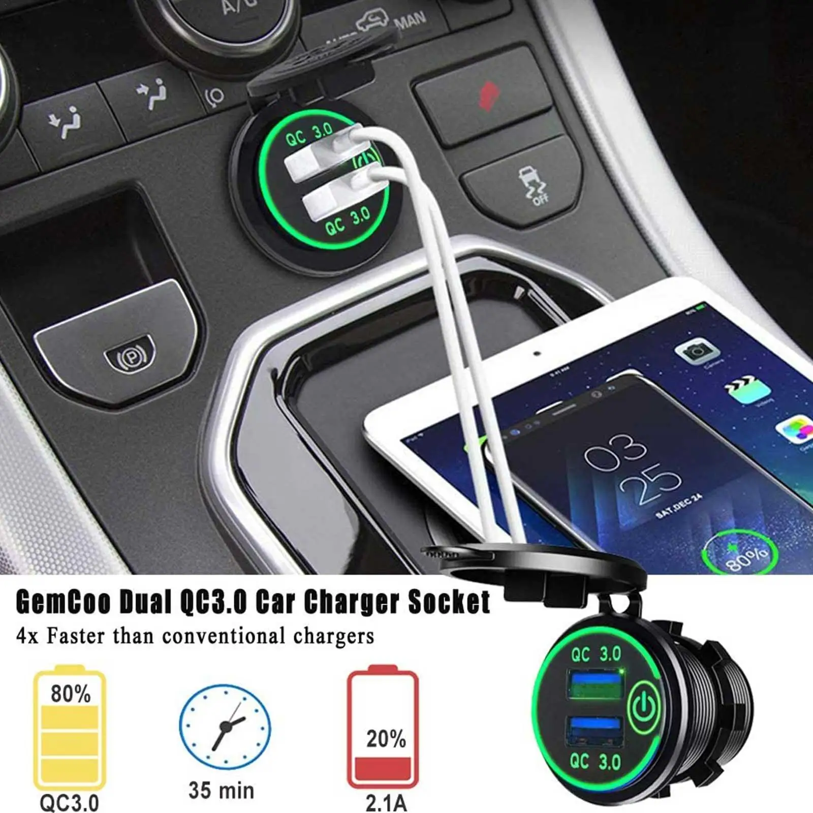 QC3.0 Fast Charging Car Charger 12-24V Fast Charging Car Mobile Phone Charger QC3.0 USB Socket Charger
QC3.0 Fast Charging Car Charger 12-24V Fast Charging Car Mobile Phone Charger QC3.0 USB Socket Charger